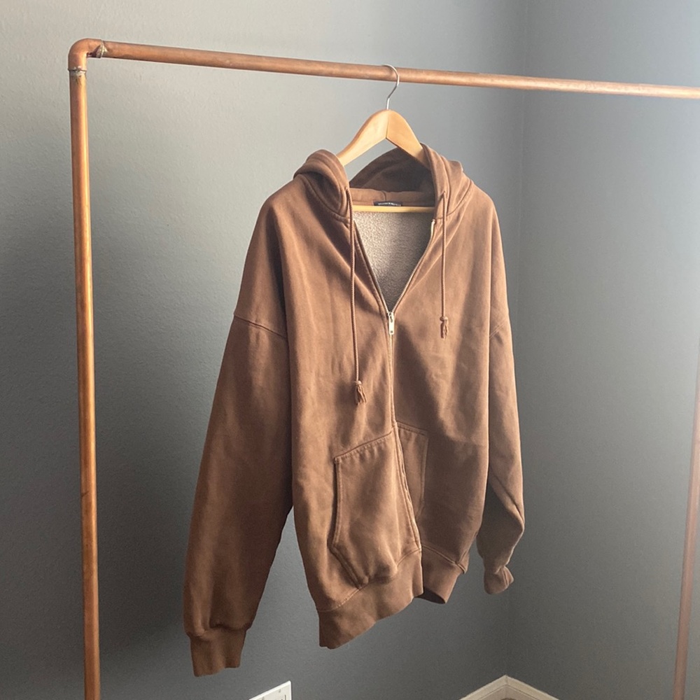 Brown Brandy Melville zip up hoodie